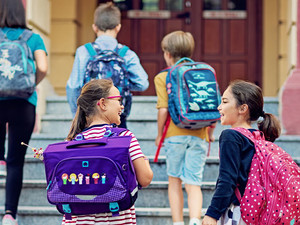 Students walking into school