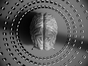 Black and white brain concept for AI security