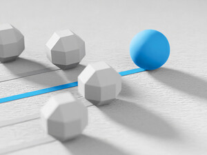 Blue and white domes with lines behind them
