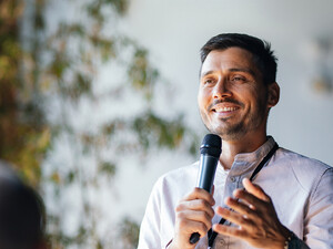 Person speaking at event