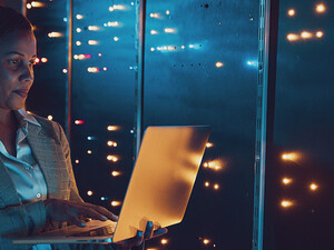 Woman in server room