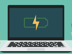 Illustrated laptop with low battery