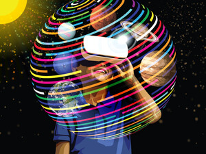 Child using VR headset