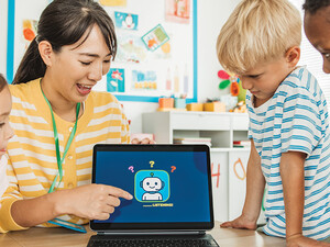 Teacher instructing students on AI usage