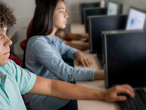 Students using computers