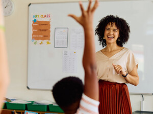 Students raising hands