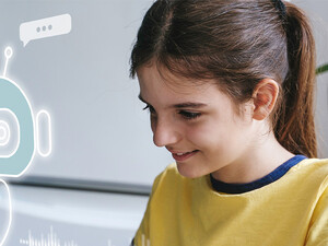 Students interacting with AI