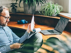 Person reviewing documents