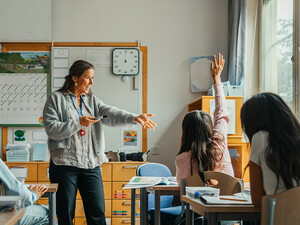Teacher calling on student