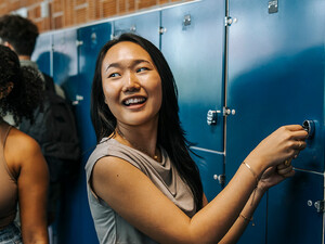 High school students in hallway