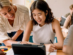 Student using tablet