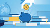 illustration of hand dropping coin in a piggy bank