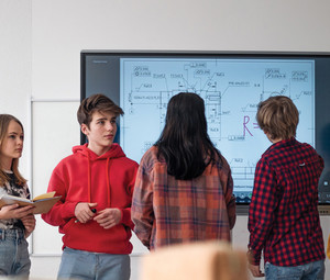 K–12 students discussing ideas