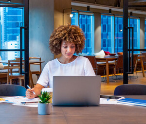 Person attending a webinar