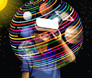 Child using VR headset