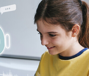 Students interacting with AI