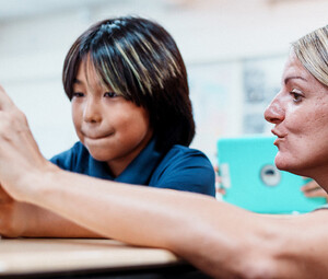 Student using tablet